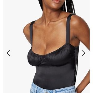 WeWoreWhat Ruched tank stretch charmeuse bodysuit